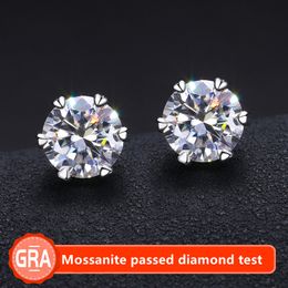 Classic Fashion 925 Sterling Silver D Colour 0.5CT-1CT Passed Test Bling Moissanite Diamond Earrings Studs for Men Women Nice Gift