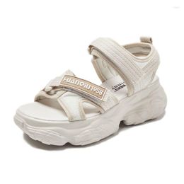 Sandalen mit dickem Boden, für Damen, Sommer, römisches weiches Leder, modische Schuhe