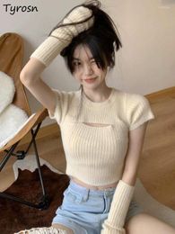 Women's Sweaters Pullovers Women Minimalist Pure Design Slim Sexy Hollow Out Creativity All-match Crop Girls Korean Style Spring Sweater