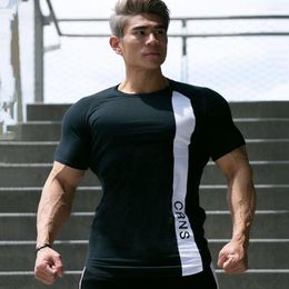 Men's T Shirts Gym Skinny T-shirt Short Sleeve Shirt Male Summer Fitness Bodybuilding Cotton Tee Tops Casual Fashion Clothing