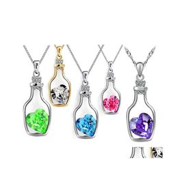 Pendant Necklaces Pretty Love Drift Bottles Necklace Vintage Collares Mujer Heart Crystal Necklac Yydhhome Drop Delivery Jewellery Pend Dh5Xk