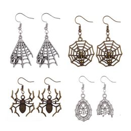 Charm Punk Sier Colour Insect Spider Skl Earrings For Women Man Vintage Hollow Skeleton Ear Gothic Steampunk Hallowmas Jewellery Gift D Otaxv