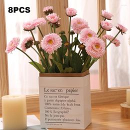 Decorative Flowers 8Pcs 3Heads Small Bunches Calendula Artificial Background Fake For Home Decor Wedding Bouquet Gerbera