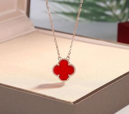 Clover Necklace Female 18k Rose Gold Pendant Female Light Luxury Premium Agate S999 Sterling Silver Four-leaf Necklace good nice