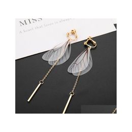 Clip-On Screw Back Europe Fashion Jewelry Womens Vintage Dangle Stud Earrings Butterfly Wing Pattern Drop Delivery Dhm0S