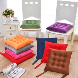 Pillow Solid Colour Crystal Velvet Thick Tatami Chair Sit Pads Office Stool Mat Ties On Seat Home Decor Sitting Outdoor