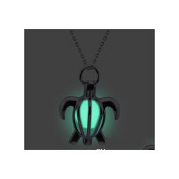 Pendant Necklaces Hollow Turtle Shape Sier Colour Beautifly Choker Necklace Women Luminous Glowing In Dark Pendants Statement Nanasho Dh0Bl