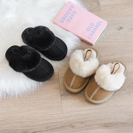 Sneakers Child Casual Britain Style Classic Slippers for Boys Solid Color Sewing Plush Warm Winter Kids Fashion Girls Cotton Shoes 230203