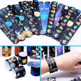 Outer Space Slap Bracelets Space Party Favors Decompression Toy Goodie Bag Gifts Starry Night Snap Bracelet Decor for Kids Class Prizes