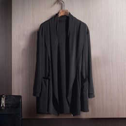 Men's Jackets Men Cardigan Loose Autumn Coat Open Stitch Lapel Cloak CoatMen's