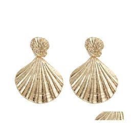 Dangle Chandelier Gold Colour Metal Shell Drop Earrings Romantic Summer Unique Alloy Shape For Women Mermaid Jewellery Delivery Dhlo8