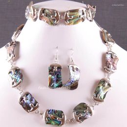 Pendant Necklaces Fashion Jewelry Natural Blue Zealand Abalone Shell Necklace Bracelet Earrings 1Set E819