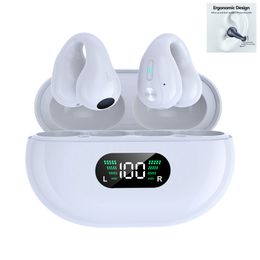 TWS Mini Wireless Earphone Clip-on Bone Conduction Bluetooth Headphones Touch Digital Display Sports Driver Earhook Headset Noise Cancelling Game Earbuds Q80 BH12