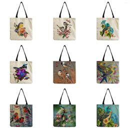 Evening Bags Ladies Shopping Outdoor Print Travel Beach Bag Natural Animal Bird Customizable Handbag Women's Shoulder Chinese Style