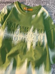 Women's T Shirts Juspinice Goth Graphic Punk Tie Dye Gradual Relief Printing Letter Tshirt Women Harajuku Dark Aesthetic Oversizesd Top