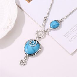 Pendant Necklaces Bohemian Necklace For Women Cracked Ethnic Style Vintage Silver Colour Chain Jewely