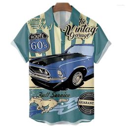 Men's Casual Shirts Summer Vintage Hawaiian For Men Clothing 3d Print Car Loose Oversized 5xl Tops Fashion Tee Short SleevesMen's