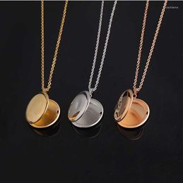 Pendant Necklaces 10pieces/lot Mirror Polish Stainless Steel DIY Round Po Picture Frame Locket Necklace
