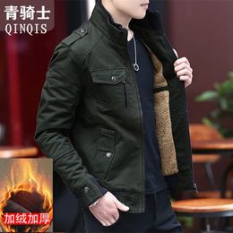 Men's Jackets Men's Plush thick jacket jacket autumn and winter fashion high-quality large-size work clothes cotton clothes warm windbreak 230203