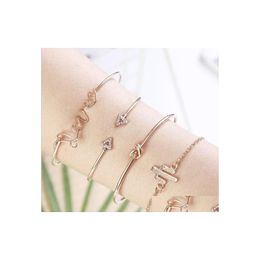 Bangle Fashion Jewelry Mtilayer Bracelet Love Knot Arrow Bracelets Cactus Chain 4Pcs/Set Drop Delivery Dheyq