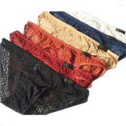 Underpants Mens Underwear 6pcs/pack Sexy Transparent Briefs Gays Lingerie Males Summer Panties Sheer Mesh Cueca Soft Homme 2023