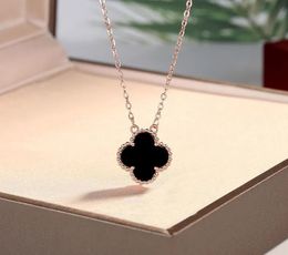 Clover Necklace Female 18k Rose Gold Pendant Female Light Luxury Premium Agate S999 Sterling Silver Four-leaf Necklace good nice qq