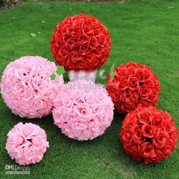 Decorative Flowers 10 Inch 25cm Artificial Encryption Rose Silk Flower Kissing Balls Hanging Ball Christmas Ornaments Wedding Party