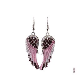 Dangle Chandelier Elegant Retro Angel Wings Earrings Fashion Unique Rhinestone Feather Drop Gothic Jewelry For Women Gift Delivery Otrgx