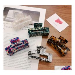 Hair Clips Barrettes Fashion Women Acetate Claws Clip Resin Leopard Print Clamps Grips Ponytail Holder Drop Delivery Jewellery Hairje Dhhmd