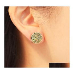 Stud Simple Druzy Stone Earrings Ladies Round Resin Gold For Women Fashion Jewelry Gift Drop Delivery Otban