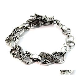 Charm Bracelets Amgj Vintage Dragon Bracelet Punk Men Jewelr Yydhhome Drop Delivery Jewelry Dhzit