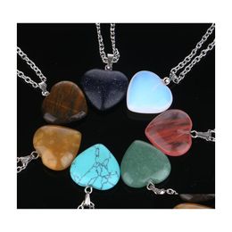 Pendant Necklaces Chain Necklace Natural Quartz Healing Chakra Stone Rock Heart Nanashop Drop Delivery Jewellery Pendants Dheyf