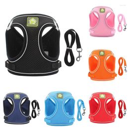 Dog Collars Nylon Pet Harness No Pull Adjustable Leashes Breathable Classic Run Leash Strap Belts Anti-Breakaway With Traction Chest