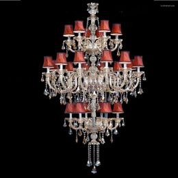 Chandeliers Luxury Crystal Chandelier For Stairway Sitting Room Lights Big Lighting Staircase Iron Lustre Led
