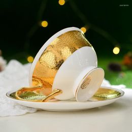 Cups Saucers Bone China Coffee Cup European-style Embossed Gold Small Luxury And Saucer Set