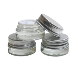 300 x perfume bottle 5g 5ml mini thick clear glass cream jar pot with aluminum lids & inner cap 1/6oz cosmetic container