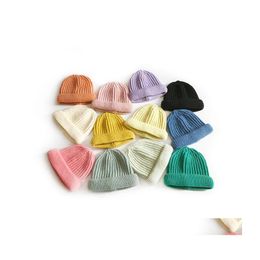 Beanie/Skull Caps Autumn Winter Mens Womens Knitted Hat Skl Beanies Candy Colour Lady Warm Hats 12 Colours Drop Delivery Fashion Acces Dhazf