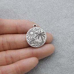 Pendant Necklaces 10pcs Round Wave Sun Coconut Tree Outdoor Travel Lovers Casual Jewelry