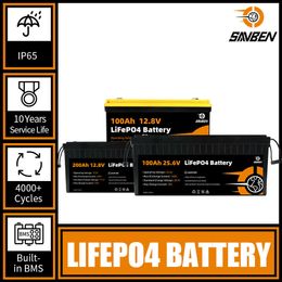 100AH 200AH LiFePO4 Battery Pack 12V 24V Lithium Iron Phosphate Rechargeable Battery Built-in BMS for EV RV Boats Motor Forklift