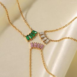 Pendant Necklaces White/Pink/Green Zircon Necklace Paired Pendants Man For Women And Jewellery Male Men Men's