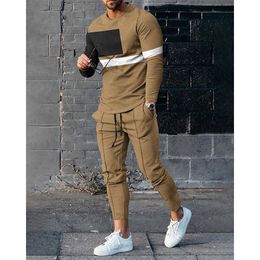 Men's Tracksuits Autumn Tracksuit Long Sleeve T ShirtSweatpants Suit Men Streetwear Vintage Sweatshirt Oversized Men Clothing 2 Piece Sets 230204