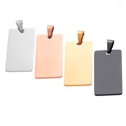 Pendant Necklaces Stainless Steel Rectangle Blank For Engrave 40x20mm Metal Plate To Record Mirror Polished Wholesale 10pcs