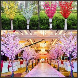 Decorative Flowers 12Pcs/lot Artificial Branches Of Peach Cherry Blossom Silk Home Wedding Decoration Flower Arrival