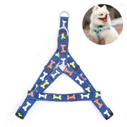 Dog Collars Blue Puppy Leash Cat Vest Outdoor Pet Supplies Cute Printed Adjustable Collar Suitable For Teddy Chihuahua Harnesses