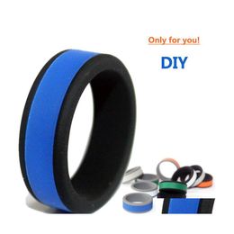 Band Rings 8Mm Compose Sile Wedding For Women Men Comfortable Flexible Outdoor Sports Engagement Two Tone Fashion Jewellery Drop Delive Otcvt