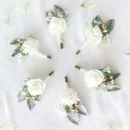 Decorative Flowers 2023 Wedding Bride Groom Corsage Banquet Guests Sisters Group Simulation Flower Supplies