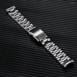 Avanços de aço inoxidável relógio de aço inoxidável Banda de pulseira de bracelete de 20 mm Silver Metal WatchBand com fecho dobrável para o logotipo masculino