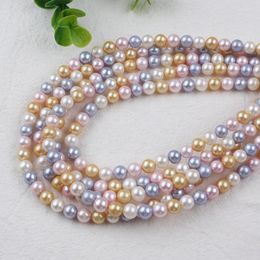 Chains High Quality 4-5/7-8mm Mixed Colour Freshwater Pearls Round Beads Strand Jewellery For Wholesale