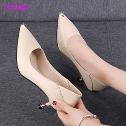 Dress Shoes Real soft leather women's shoes 2022 new versatile thin heel work soft sole black single shoe pointed temperament high heels G230130