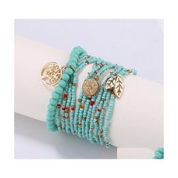 Beaded Bohemian Fashion Jewellery Mtilayer String Bracelet Ethnic Style Pendant Beads Bracelets Drop Delivery Dhs3Z